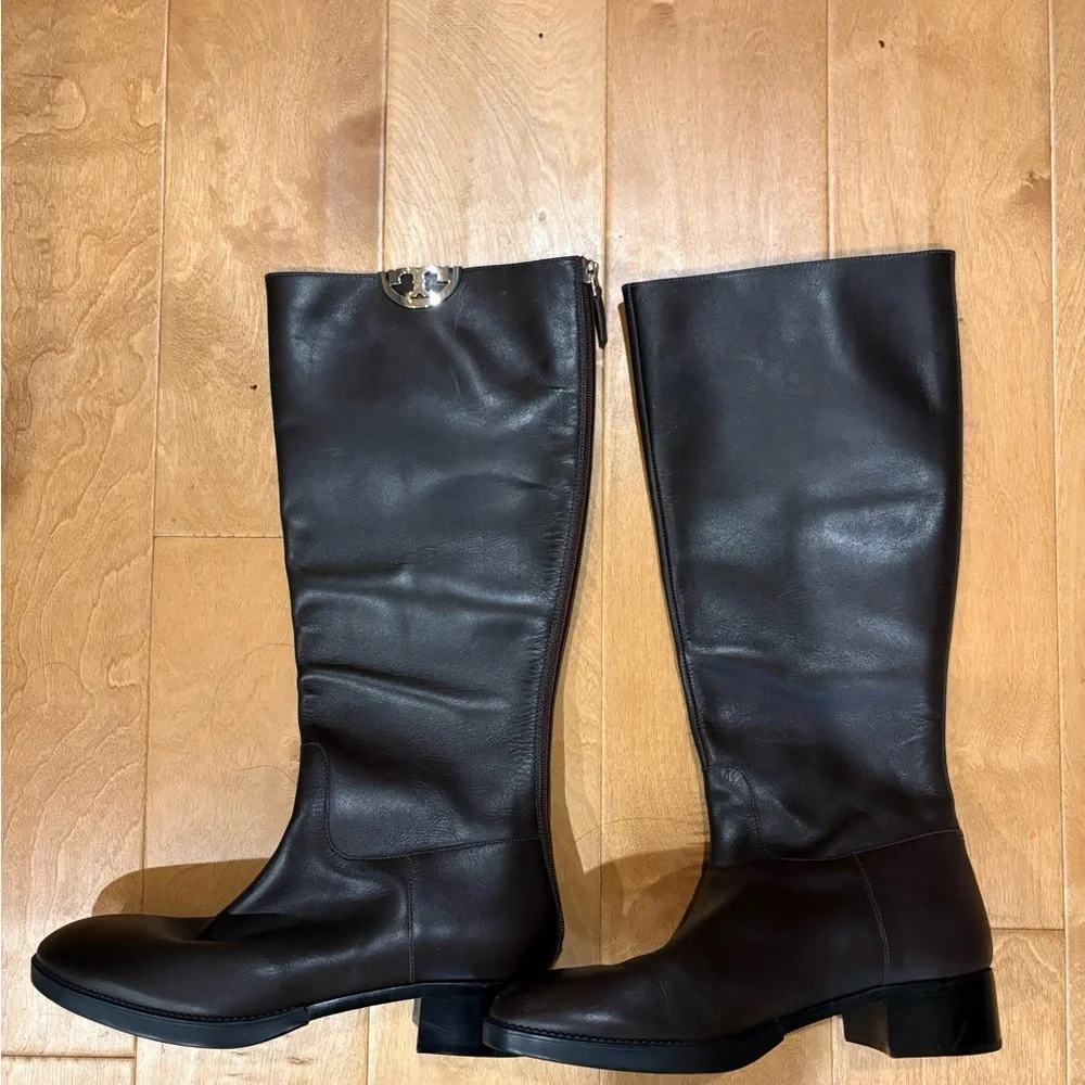 Tory Burch Sidney leather tall riding boots sz 10 dark brown
